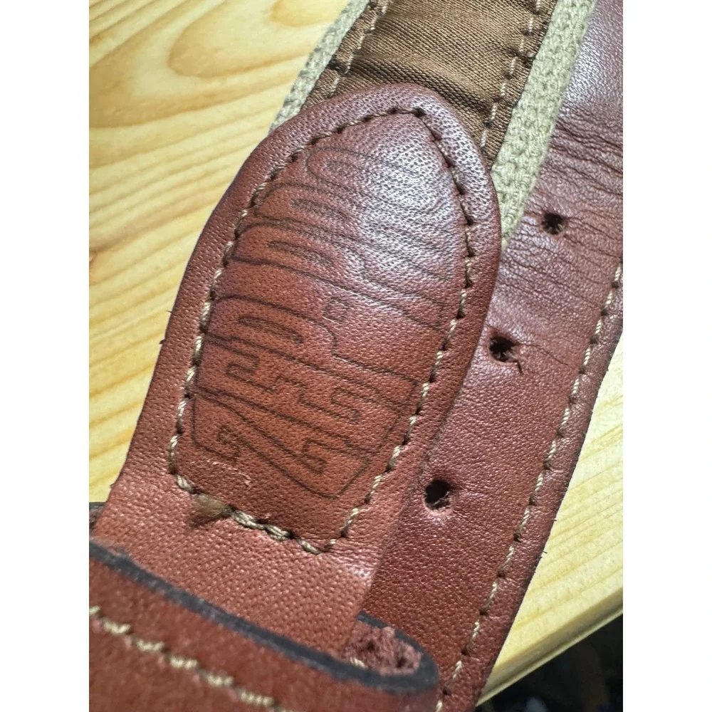 Zep-Pro Mens Mahi Mahi Dolphin Embroidery Leather Canvas Braided Rope Belt Sz 46